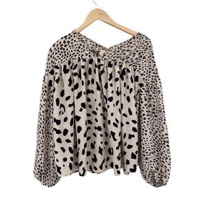 Hailey & Co. black, cream mixed print oversized blouse